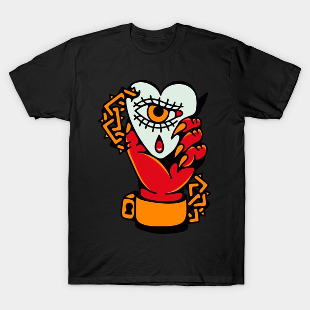 Devil hand heart T-Shirt by Bojes Art